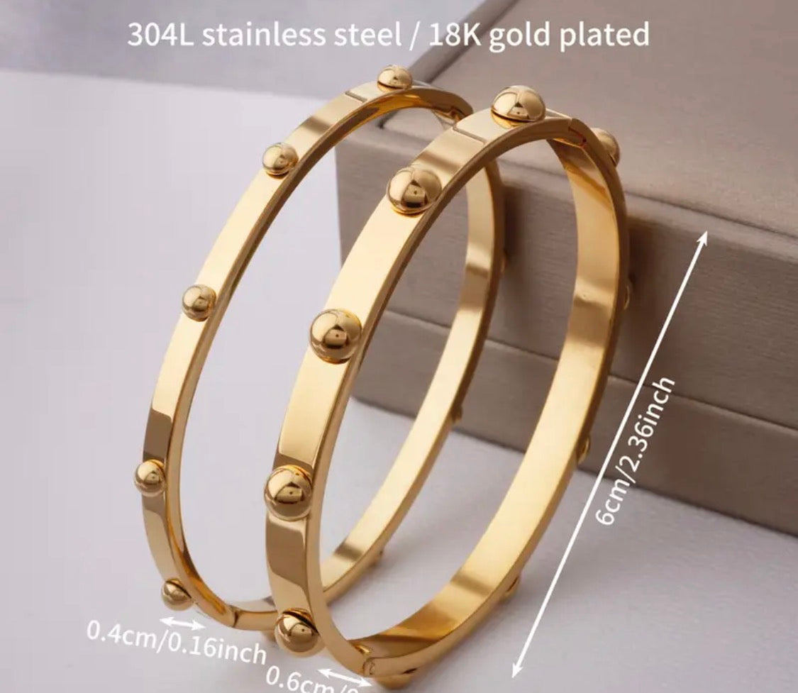 Women’s 18k Gold Plated Stainless Steel Ball Bracelet