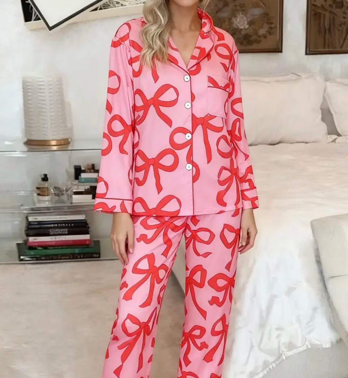 Stylish cute women’s bow pajamas