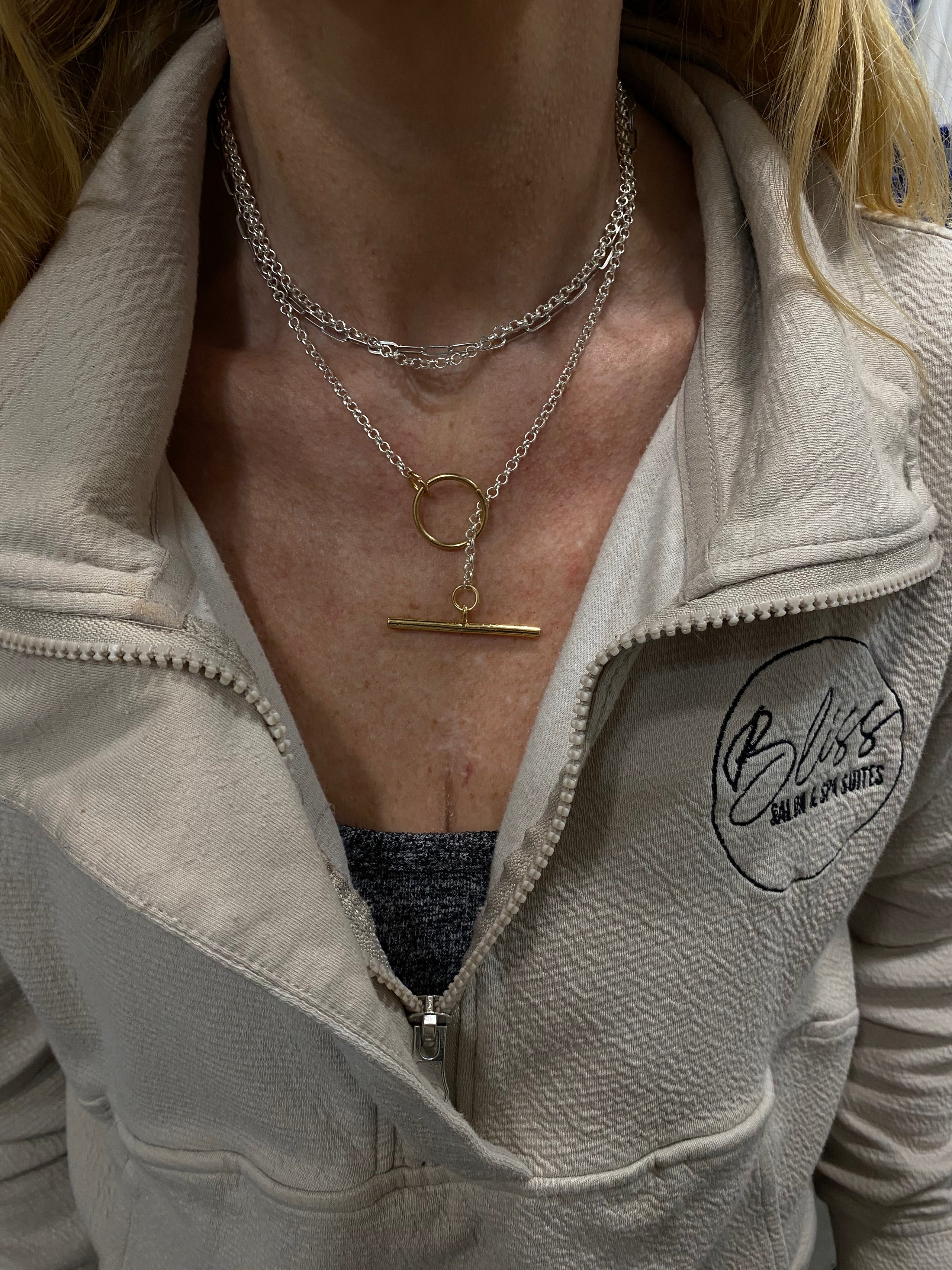 Sliver and Gold Bar Necklace