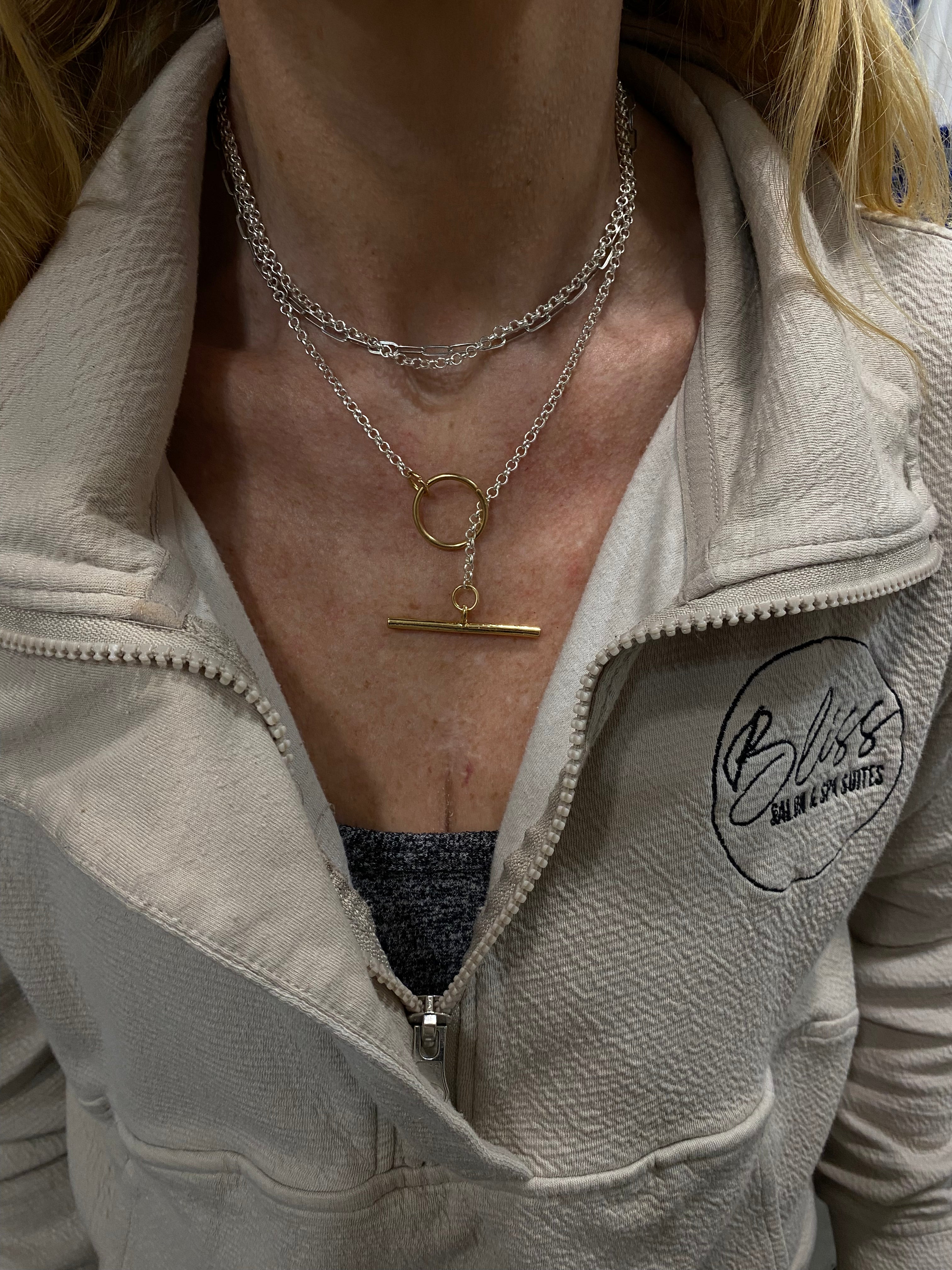 Sliver and Gold Bar Necklace