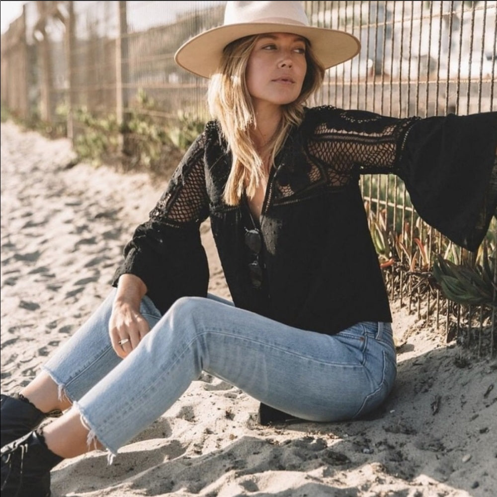 Blisstique lace design bell sleeve shirt